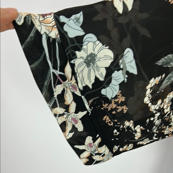 Tahari Black and Cream Floral Kimono L/XL - Picture 6 of 10